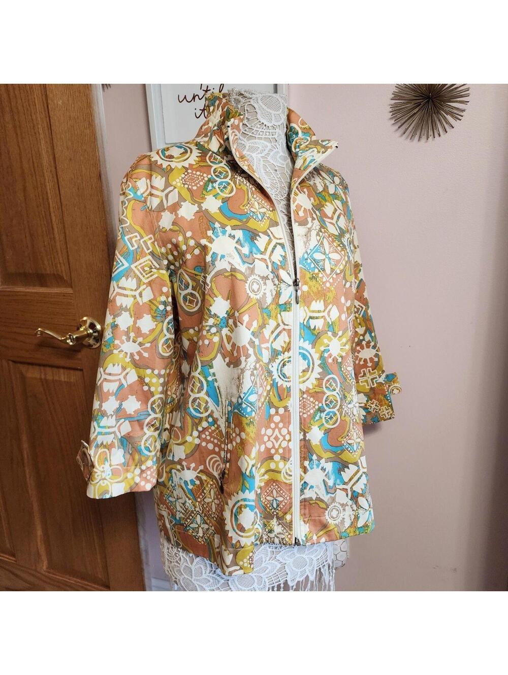 Flawless Multiples Jacket XL zips with zip pockets peach tan yellow white